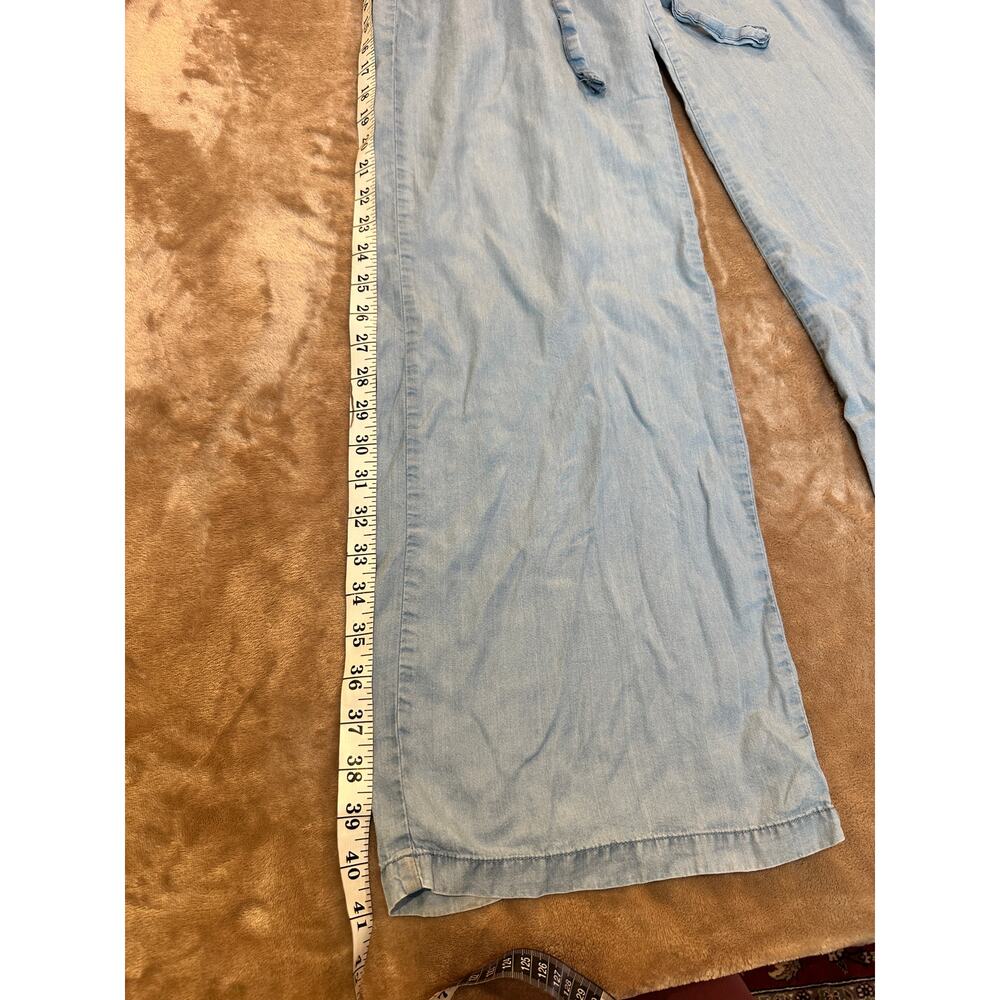 Thread & Supply Chambray Wide Leg Pants Small Paperbag Waist Drawstring Lyocell - Picture 2 of 11